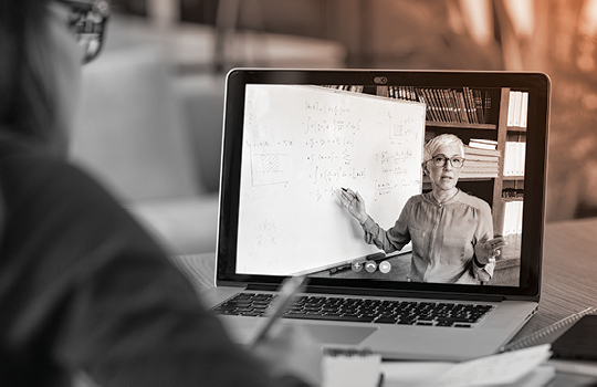 Presenter at a webinar using interpretation services