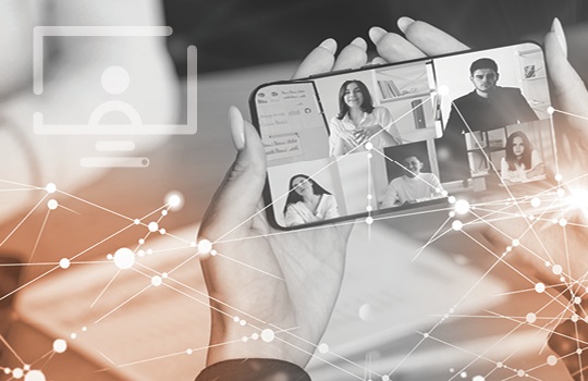 Person on a virtual meeting using a mobile device