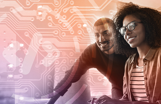 Professionals working on computers