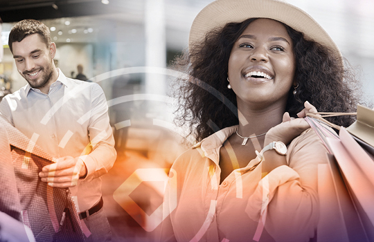 Happy retail shoppers