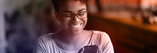 Smiling person on phone