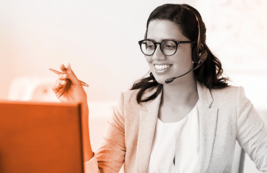 Person on headset during an online training