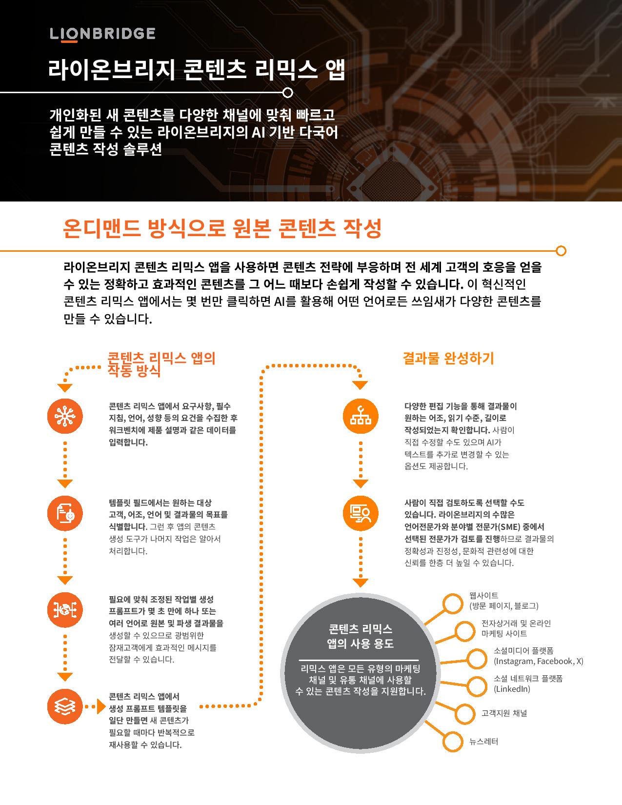 라이온브리지 콘텐츠 리믹스 앱 솔루션 요약의 표지