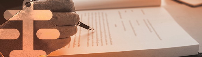 Person reviewing a legal document