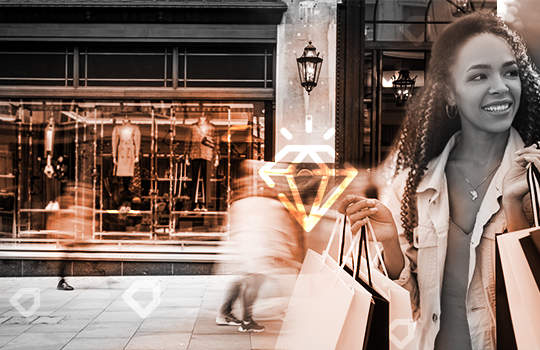 Happy luxury goods shopper