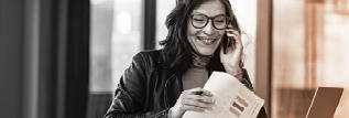 Businessperson talking to a customer
