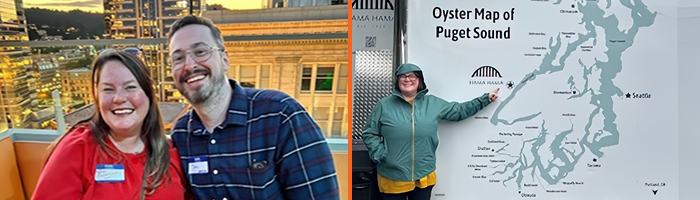 Belinda på en takbar och vid början av en vandringsled