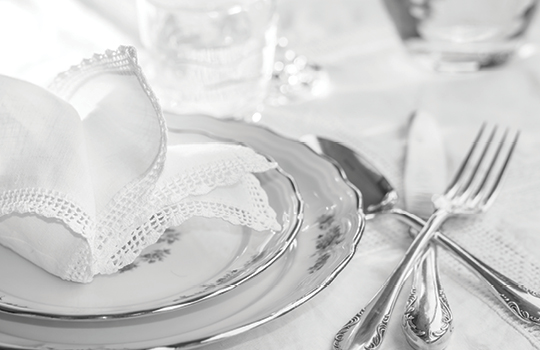 Dining table with place setting