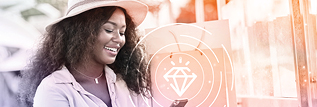 Person happy shopping on phone