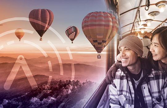 Happy people traveling