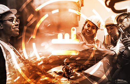 Professionals working on machines